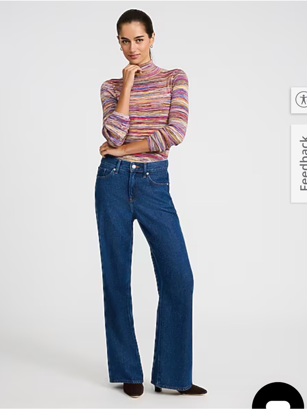 Express Multicolor Striped Turtleneck Sweater - Pink, Purple, Orange